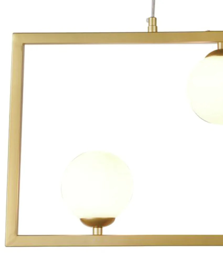 Pendente Balanço 30X60Cm 3Xg9 Retangular Horizontal Metal Dourado Vidr...