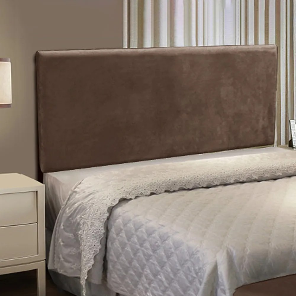 Cabeceira Solteiro Cama Box 90cm Painel Clean Suede M11 - D'Rossi - Marrom