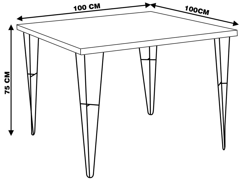 Mesa Sala de Jantar Cozinha Ludiana Quadrada 100cm Grafite Madeira Maciça Rustic Brown G54 - Gran Belo