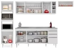 Armário de Cozinha Modulada 5 Peças CP18 Balcão com Pia Inox Branco -