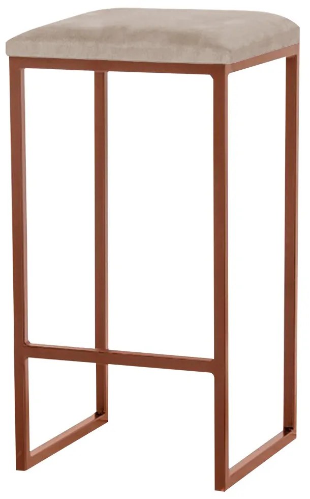 Banqueta Decorativa Billie Base Bronze Suede Cappuccino G41 - Gran Belo