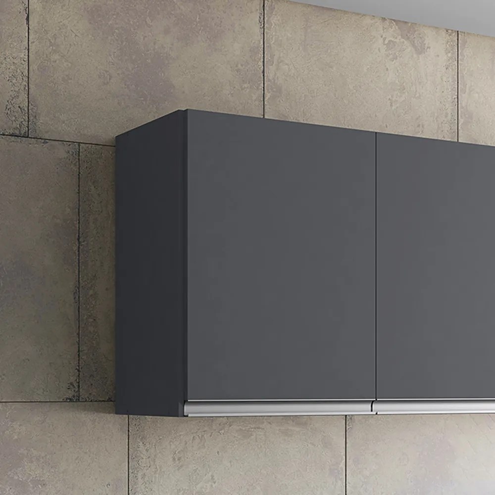 Armário Cozinha Aéreo 120cm 3 Portas Leticia A01 - D'Rossi - Cinza