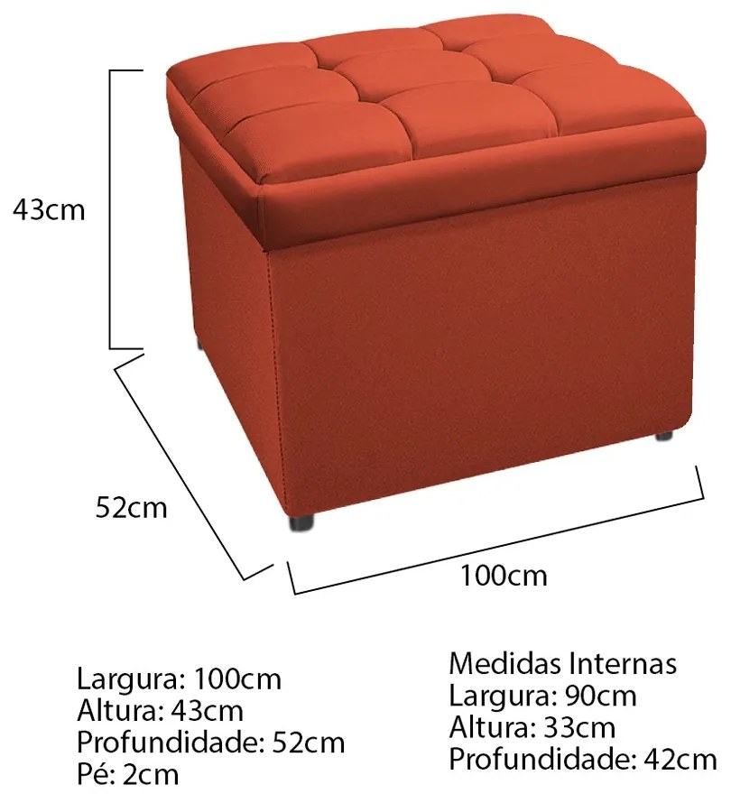 Calçadeira Copenhague 100 cm Solteiro Suede Terracota - ADJ Decor