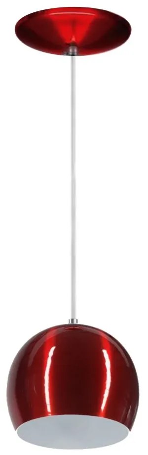 Lustre Pendente Cilíndrico em Alumínio Vermelho Branco - Bivolt