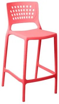 Banqueta Alta para Bancada e Cozinha Vermelho Pastel Empilhável Marte em Polipropileno Acrilys