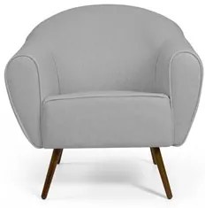 Kit 02 Poltronas Decorativas Nina Pés Palito Madeira C-315 Linho Cinza