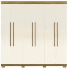 Guarda Roupa Casal 218cm 6 Portas Bolty Nature/Champanhe V02 - Mpozena