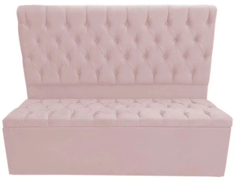 Cabeceira com Calçadeira Baú Queen 160cm Nicole Suede Rosa Bebê- Sheep Estofados - Rosa