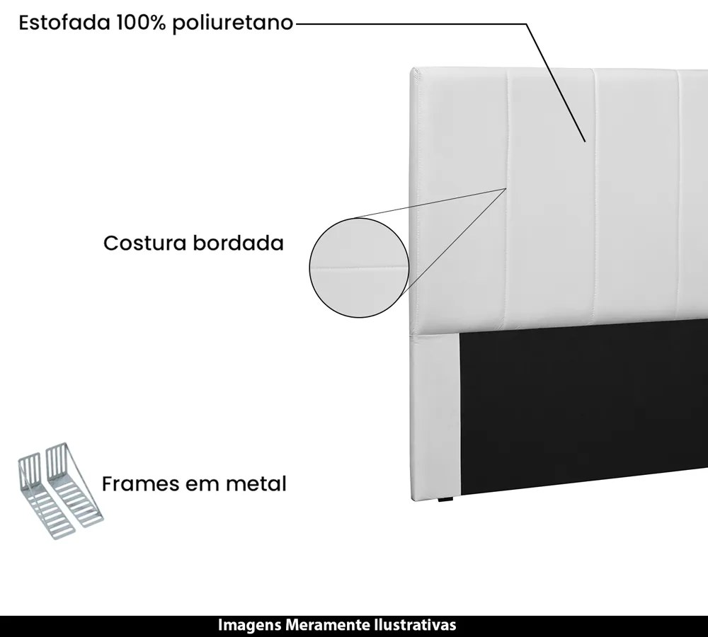 Cabeceira Decorativa Casal 1,40M Erza PU Branco G63 - Gran Belo