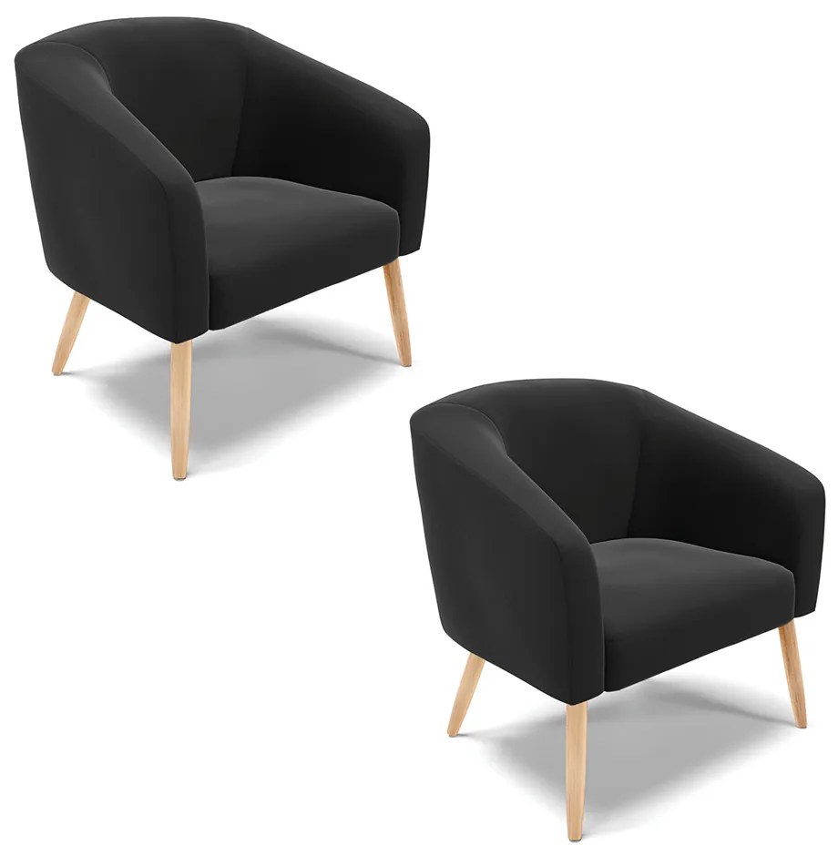 Cadeira Sala de Jantar Pé Palito Natural kit 2 Stella Suede D03 - D'Rossi - Preto