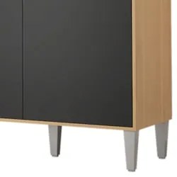 Armário de Cozinha Compacta 160cm 5 Portas Isabel Amêndoa/Preto - AJL