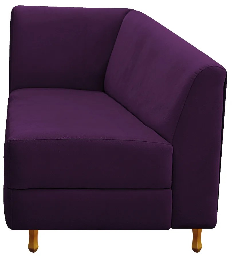 Recamier Valéria 185cm Lado Direito Suede Roxo - ADJ Decor