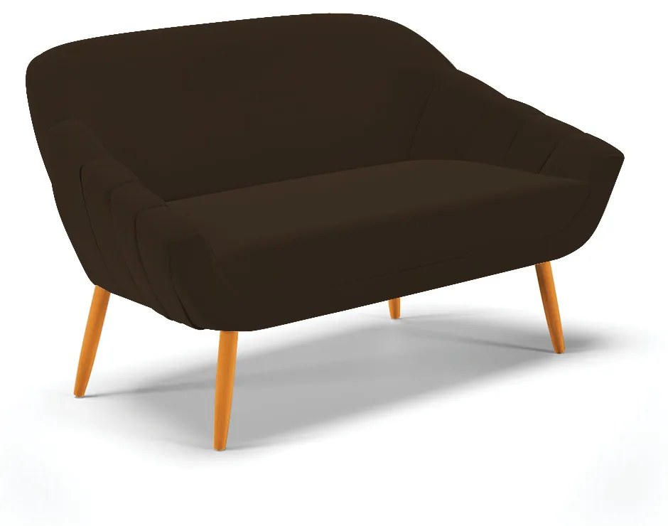 Kit 01 Namoradeira 02 Lugares e 01 Poltrona Giratória Giovana Suede Marrom Base Madeira MA30 - D'Rossi