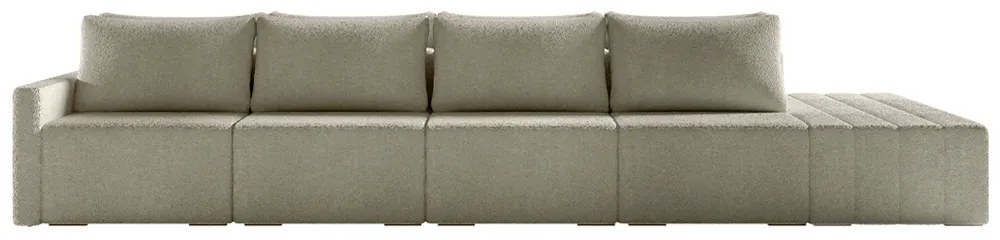 Sofá Ilha Modulado Milos 432cm Puff Lateral Bouclê Bege G33 - Gran Belo