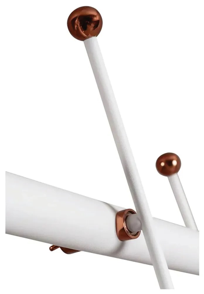 Pendente Varal 42X150X20Cm 06Xg9 Globo Ø12Cm - Usina 50000/6 (BT / CB-P - Branco Texturizado / Cobre Brilho Polido, Branco (Fosco))