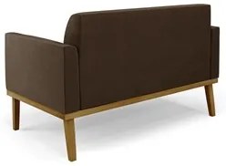 Sofá Namoradeira e 1 Poltrona Base Madeira Castanho Maressa Suede Marr