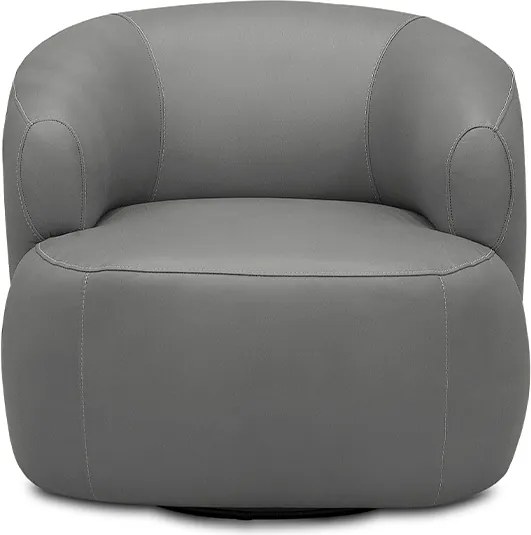 Poltrona Decorativa Verona Sala de Estar Base Giratória em Aço Couro Grafite G88 - Gran Belo