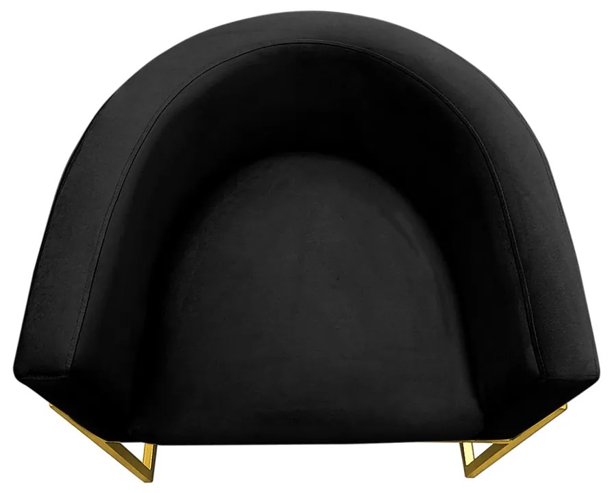 Poltrona Decorativa Base Metal Dourada Luna Veludo Preto - Sheep Estofados - Preto