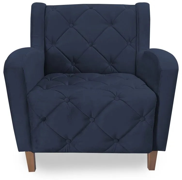 Poltrona Decorativa Munique Pés Palito Suede Azul - Sheep Estofados