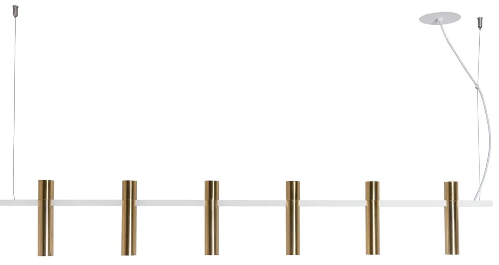 Pendente Cravo 3,8X20X130Cm Focos Simetricos 6Xmr11 - Usina 16970/6 (BT - Branco Texturizado)