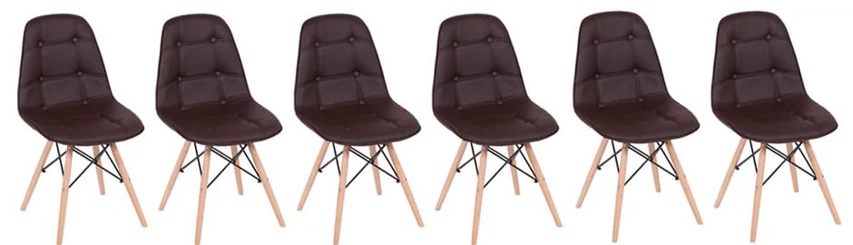 Conjunto 6 Cadeiras Eames Eiffel Botonê - Marrom