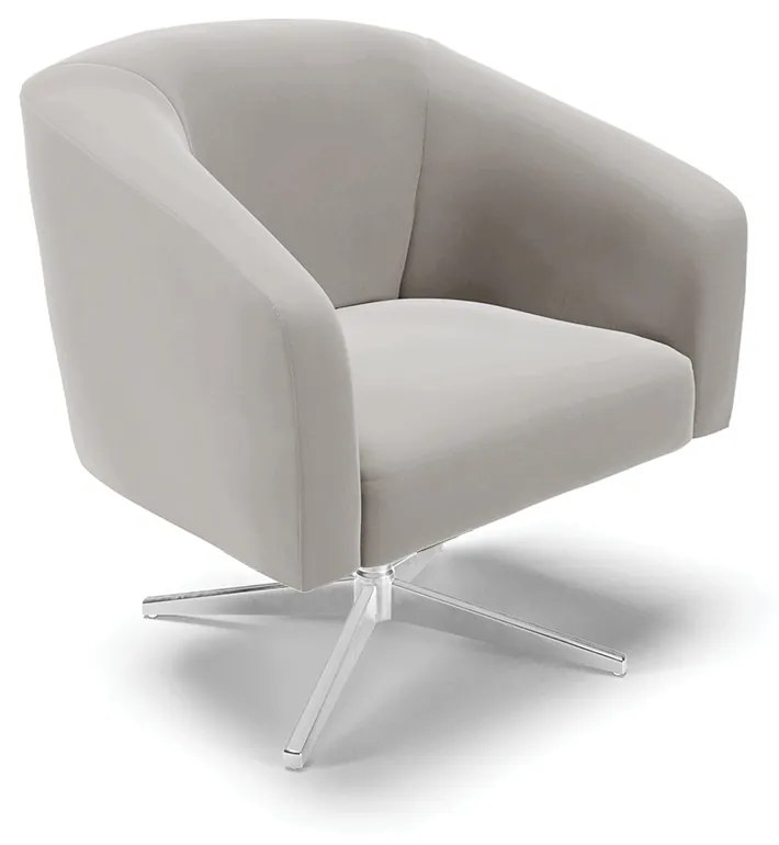 Poltrona Decorativa Giratória Cromada Kit 2 Stella Veludo D03 - D'Rossi - Cinza