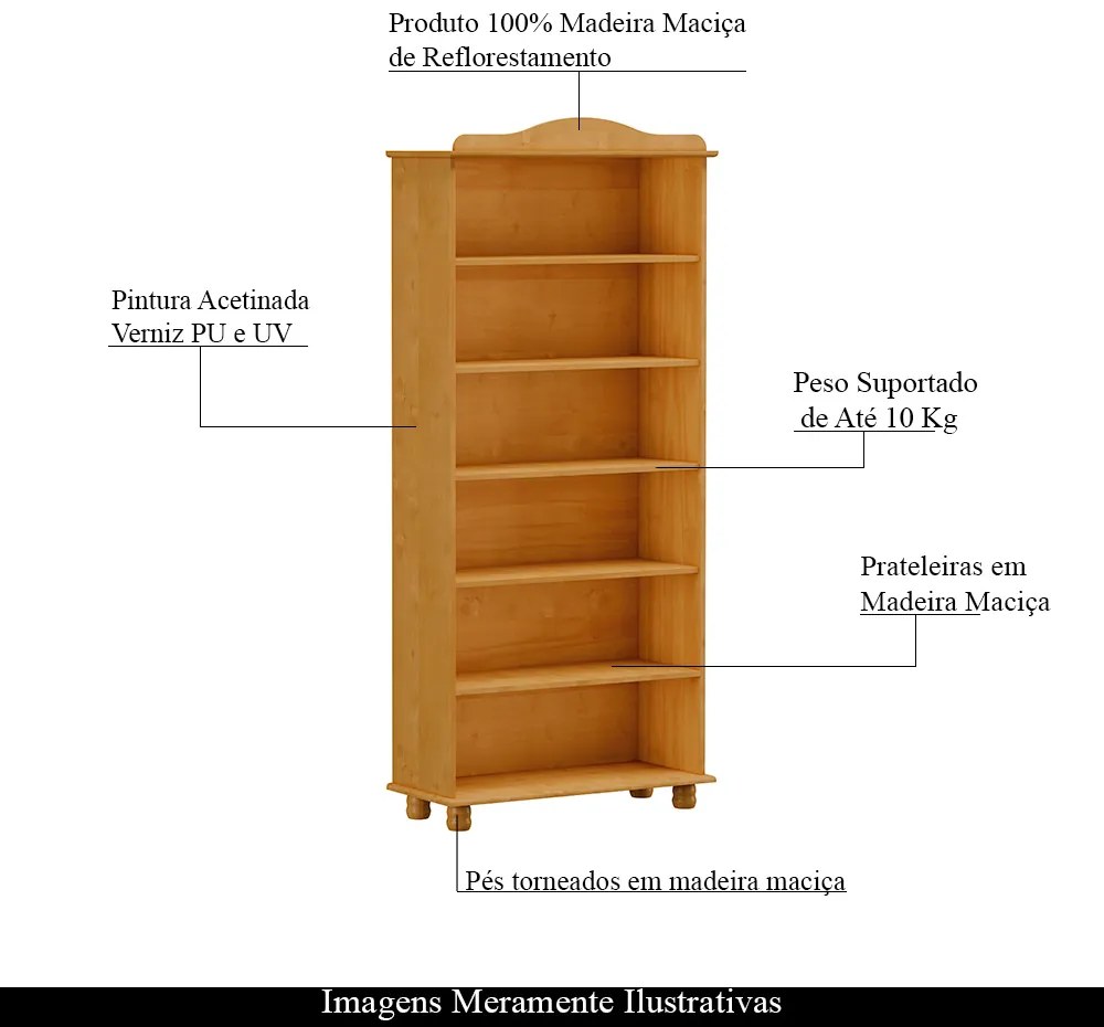 Livreiro Decorativo Ivan Madeira Carvalho G74 - Gran Belo