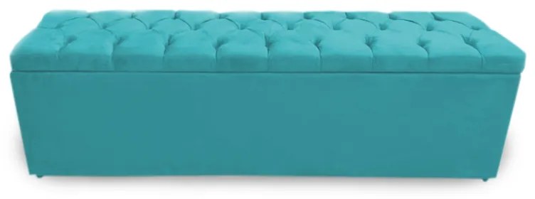 Calçadeira Baú Solteiro 100cm Nicole Capitonê Suede Turquesa - Sheep Estofados - Água