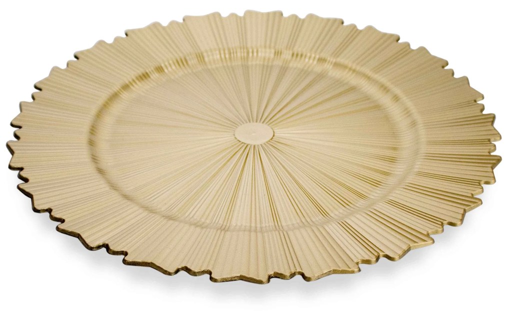 Sousplat de Plástico Dourado Com Relevo e Recortes Lateral 33 Cm - D'Rossi