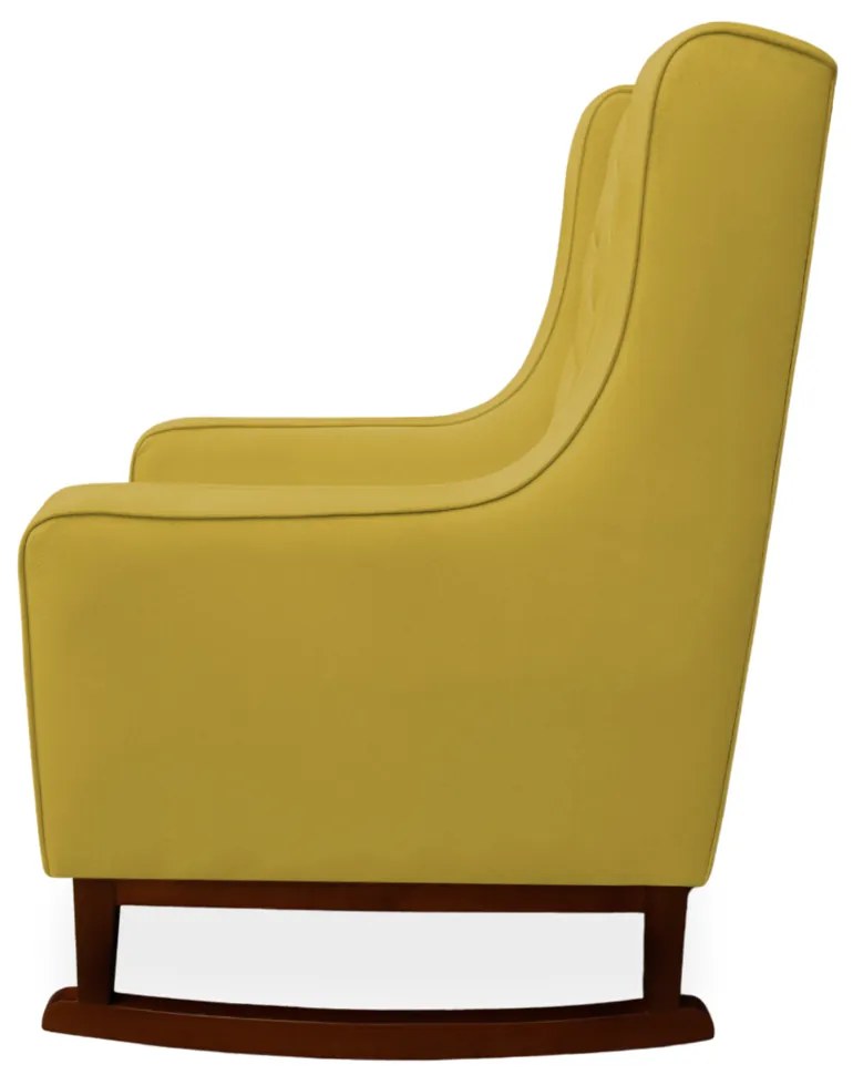 Kit Poltrona Amamentação Balanço Maju com Puff Flor Veludo - Amarelo