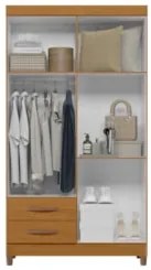 Guarda Roupa Solteiro 103cm com Espelho Dony A02 Off/Cinamomo - Mpozen