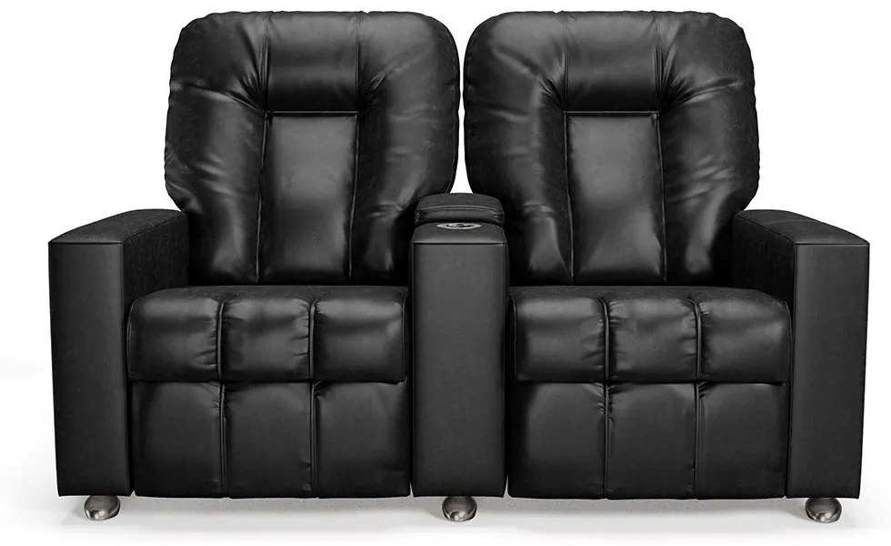 Poltrona do Papai Reclinável 2 Lugares Sala de Cinema Pequim Manual PU Preto G23 - Gran Belo