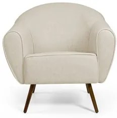 Kit 02 Poltronas Decorativas Nina Pés Palito Madeira C-107 Linho Bege
