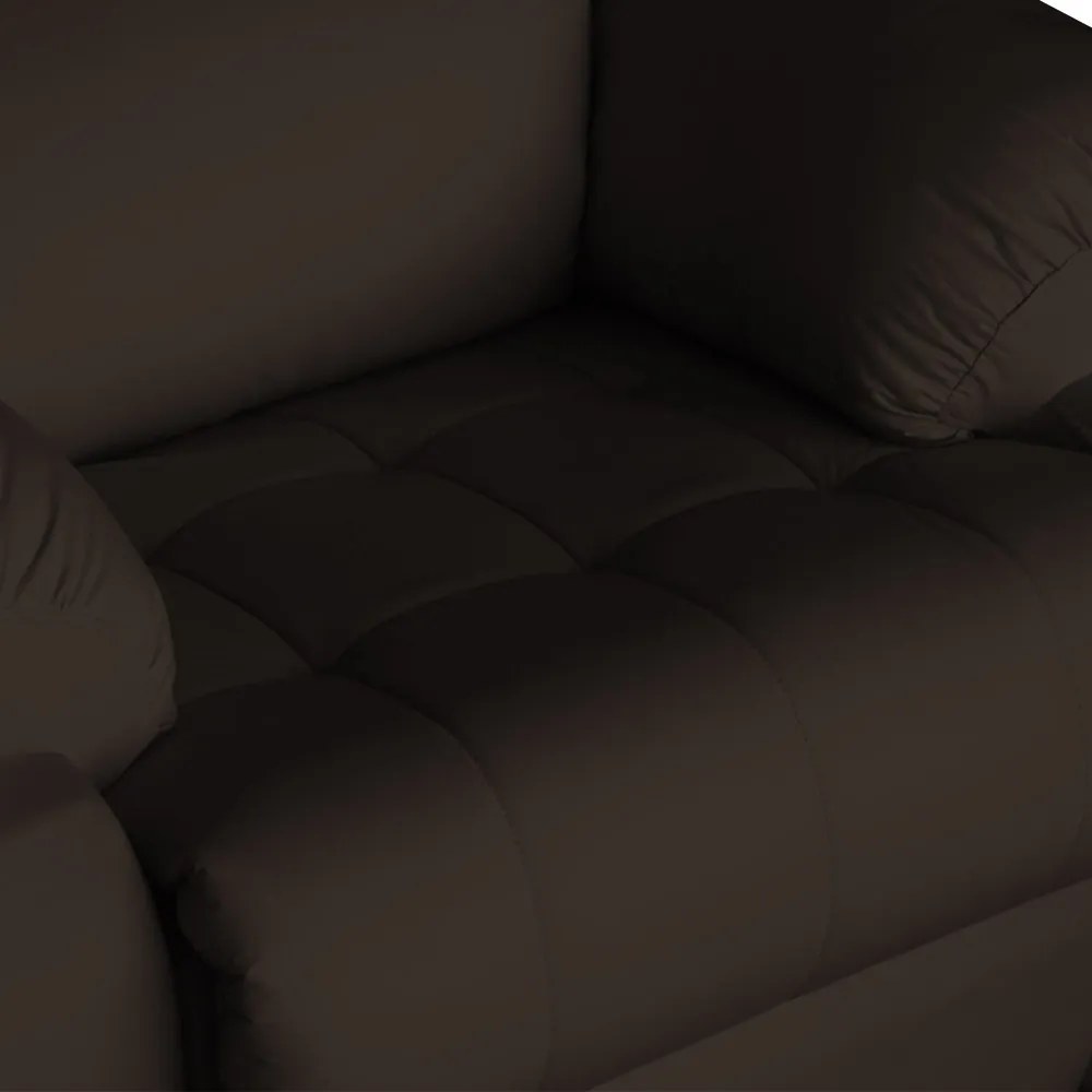 Poltrona Decorativa Magnum Reclinável Manual Courino Marrom
