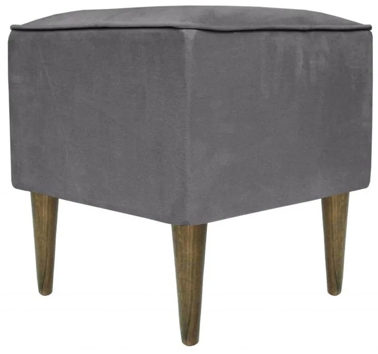 Puff Quadrado Milão Sigma em Suede com Pés Palito - Cinza