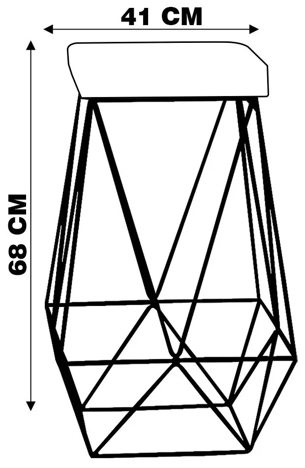 Banqueta Decorativa Kathy Base Preta Suede Preto G41 - Gran Belo