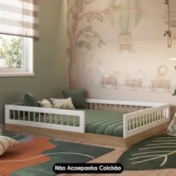 Cama Montessoriana Infantil 140cm Lumiar C06 Aveiro/Branco - Mpozenato