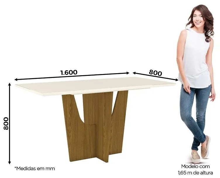Mesa de Jantar Vértice 1600 06 Lugares Nature Off White