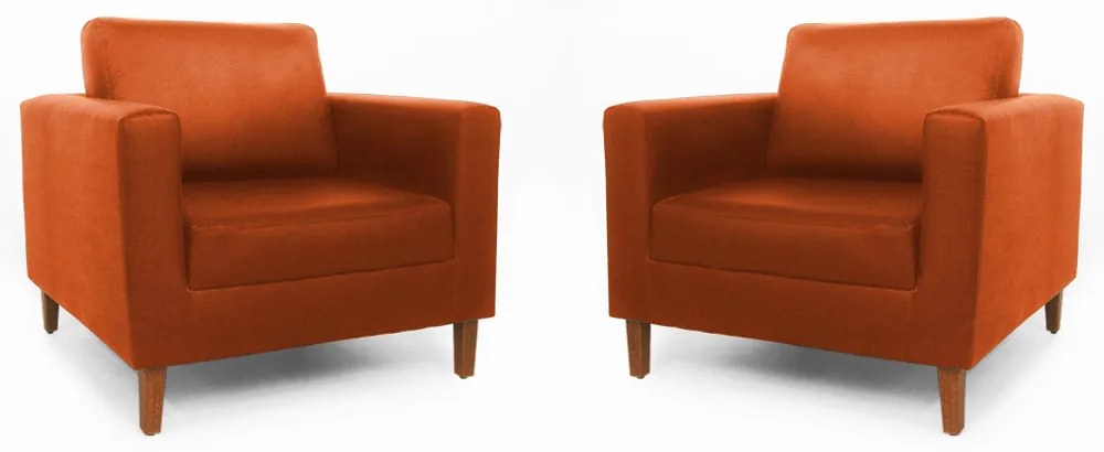 Conjunto 2 Poltrona Decorativa Gabriela Suede Telha