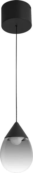 Pendente Led Vidro Fume E Aluminio Preto 7W 3000K Drop