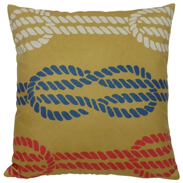 Almofada Marine Tons Mostarda e Azul 45x45cm - Nós de Marinheiro - Somente Capa