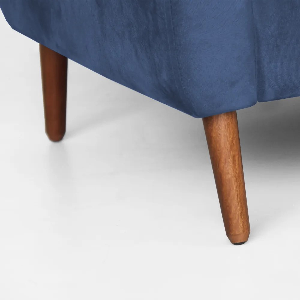 Namoradeira Bruna 1,20 m 2 Lugares Pés Palito Suede Azul Marinho