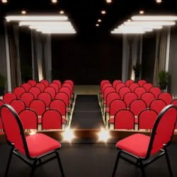 Kit 6 Cadeiras Hoteleiras Auditório Empilhável Linho Z33 Vermelho - Mp
