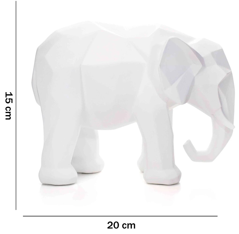 Escultura Decorativa Elefante Em Poliresina Branco 15x20x9 Cm - D'Rossi