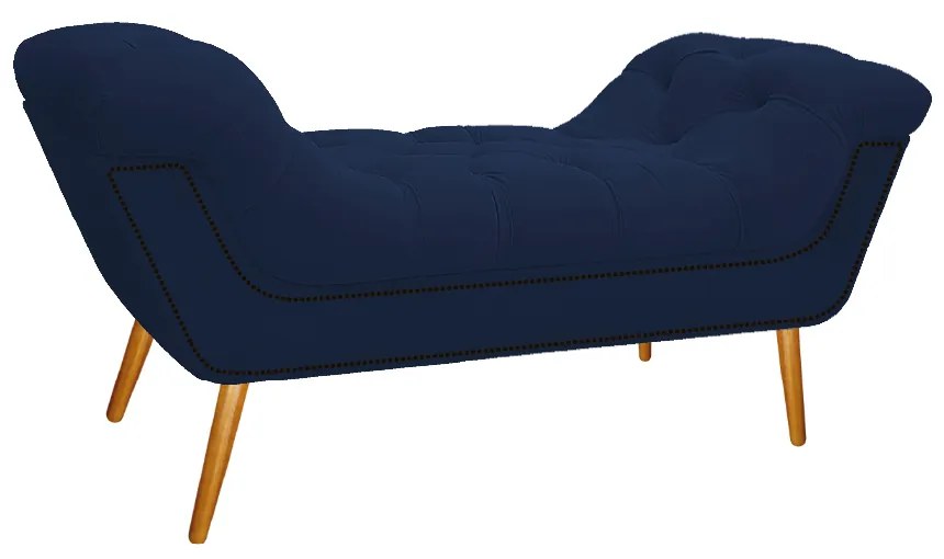 Kit Cabeceira e Calçadeira Veneza 100 cm Solteiro Suede Azul Marinho - ADJ Decor
