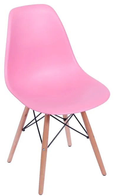 Cadeira Eames Eiffel Base Madeira Rosa - Cadeira Eames Eiffel Base Madeira - Rosa