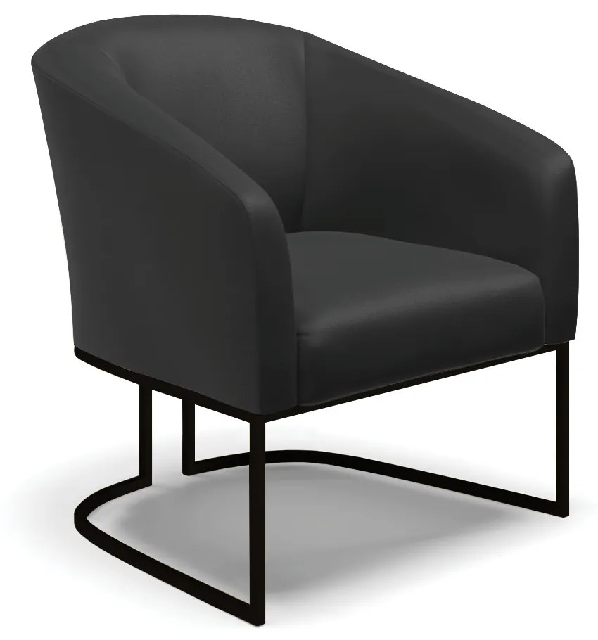 Namoradeira e 2 Poltronas Industrial Preto Stella Sintético D03 - D'Rossi - Preto