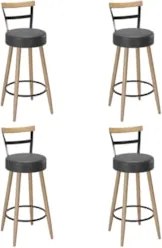 Banqueta Alta Estofada Pés Palito Kit 4 Martin Sintético Preto S08 - M