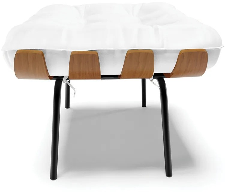 Puff Costela Corino Base Metálica Preto M11 - D'Rossi - Branco