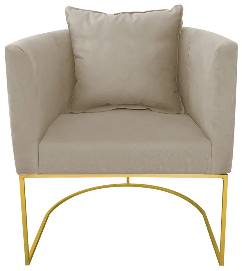 Kit 02 Poltronas Paola Suede Base Metálica Dourado D03 - D'Rossi - Marrom Rato